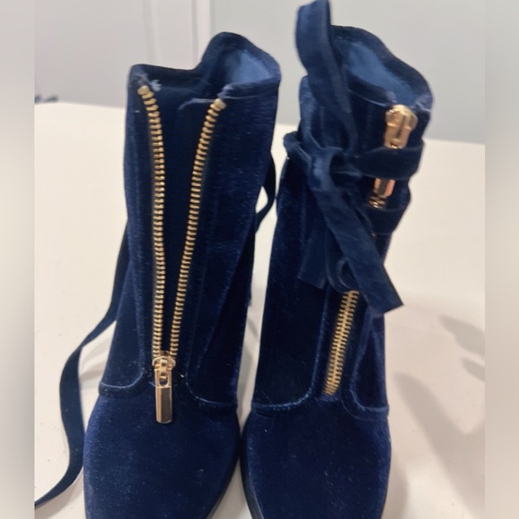 💎NEW💎Royal Blue Velvet Heel*Blue Booties*Ankle Boots*Velvet Shoes*Wide Fit - Picture 6 of 11